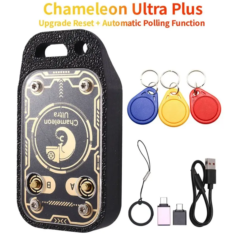 B68C Chameleon Ultra Plus RFID Smart Chip Reader IC ID Card Decoder Emulator Reset+ Automatic Polling+ 3XUID Keychain