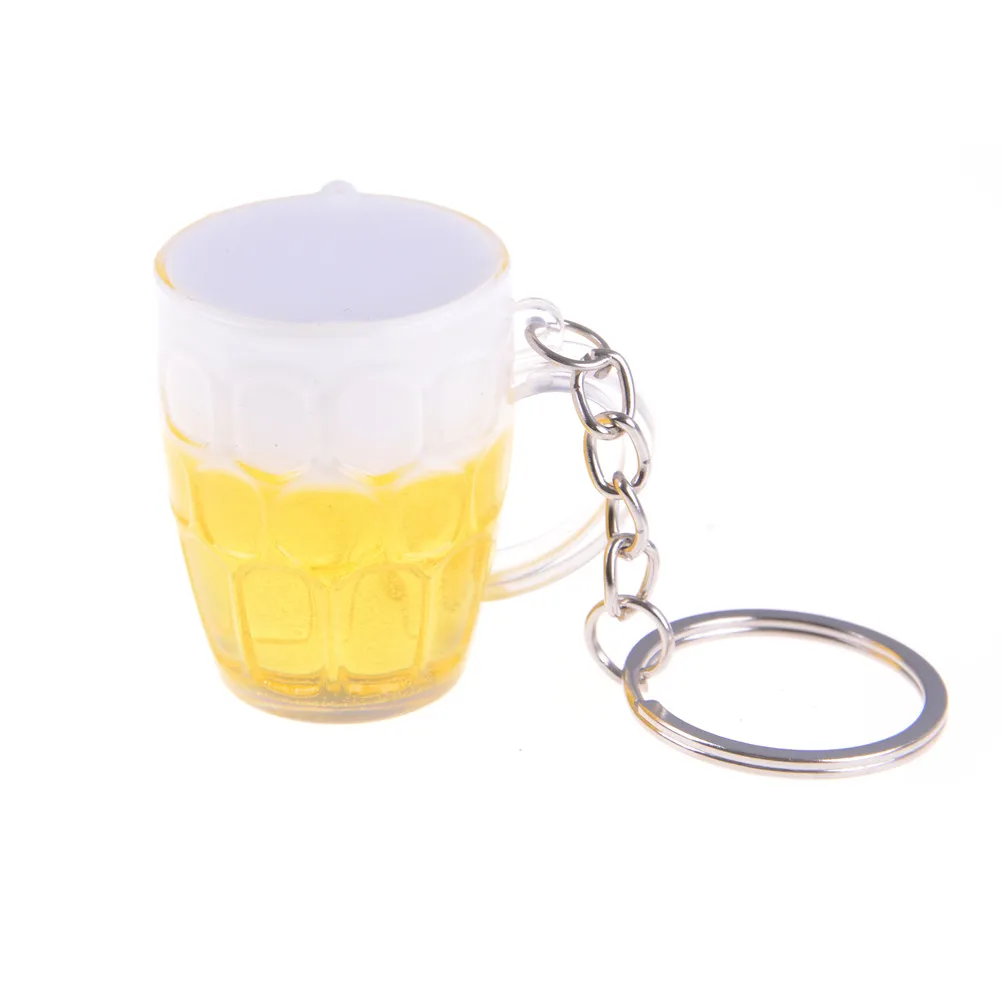 New Acrylic Beer Mug Keychain Simulation Mini Drink Glass Keyring Men Women Couple Key Holder Bag Pendant Jewelry Accessory Gift