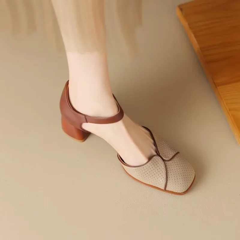 

New Style Fashion Woman Shoes for Office Work Sandals Women Heeled Sabot Half Pumps Closed High Heels Luxury Trending Trend