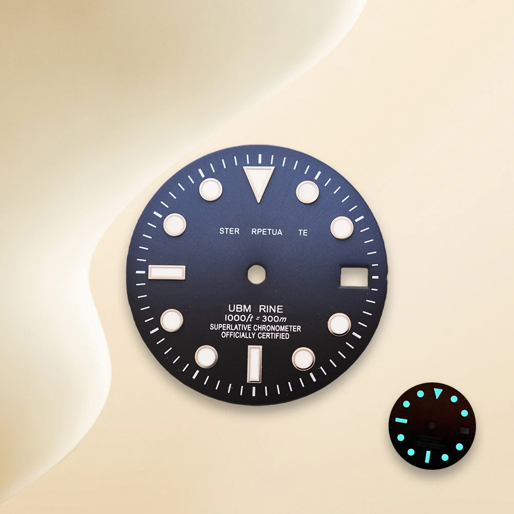 Cadran à rayons solaires avec Logo S, 28.5mm, NH35, adapté au mouvement NH35/NH36/4R/7S C3, outil de Modification de montre lumineux vert