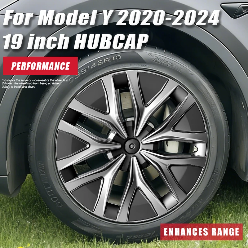 

4Pcs Full Rim Cover Hub Caps for Tesla Model Y 19 Inch HubCap Performance Automobile Replacement Wheel Accessories 2020-2024