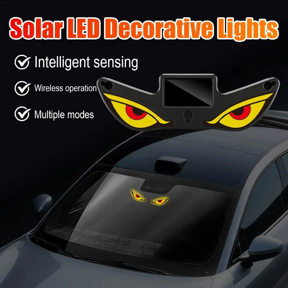 Solar Powered Devil Eyes Car Warning Light LED RGB Eyes Signal Lamp Anti-collision Rear-end Warning Light for Truck