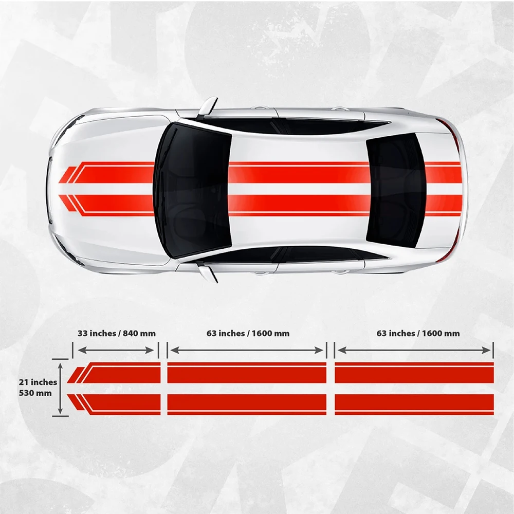 

Racing stripe Car Stickers hood full body decal kit - Universal fit - 21 inches wide Sticker Decor