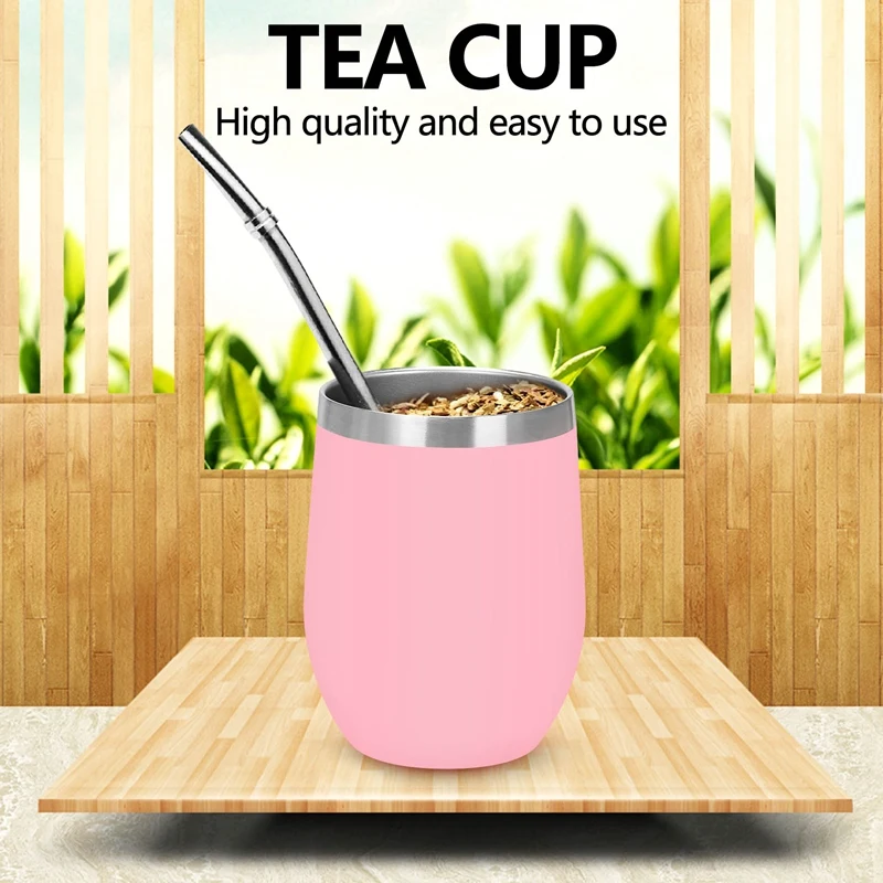 Double-Wall Stainless Yerba Gourd Mate Tea Set Water Mate Tea Cup With Lid Spoon Straw Bombilla Head Filter Brush