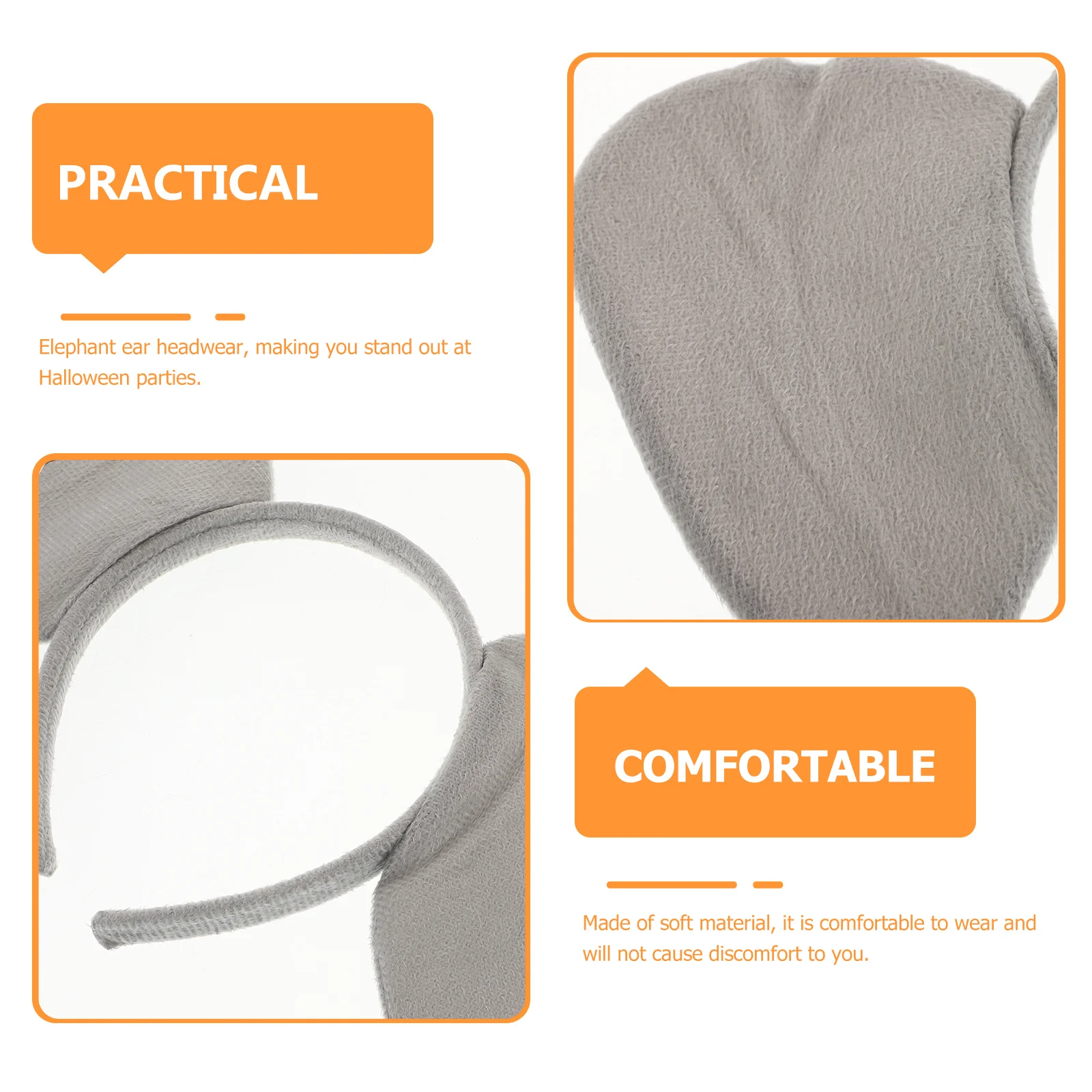 코끼리 귀 의상 할로윈 머리띠 성인 동물 소녀 머리띠 여성을위한 풍선 짙은 회색 헤어 액세서리