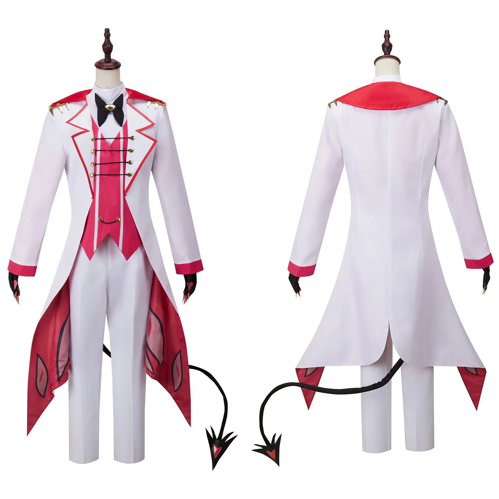 Anime Lucifer Cosplay Morning Star Costume Wigs Disguise Men Uniform Suit Jacket Vest Pants Hat Halloween Birthday Party Outfit