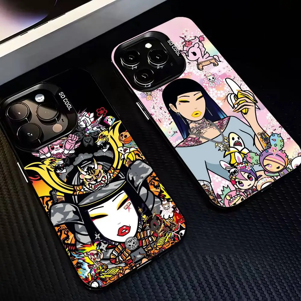

J-style Tokidoki A-Art B-Bright Phone Case For iPhone17,16,15,14,13,12,11,Pro,MAX Gray Matte Silicone Black Cover