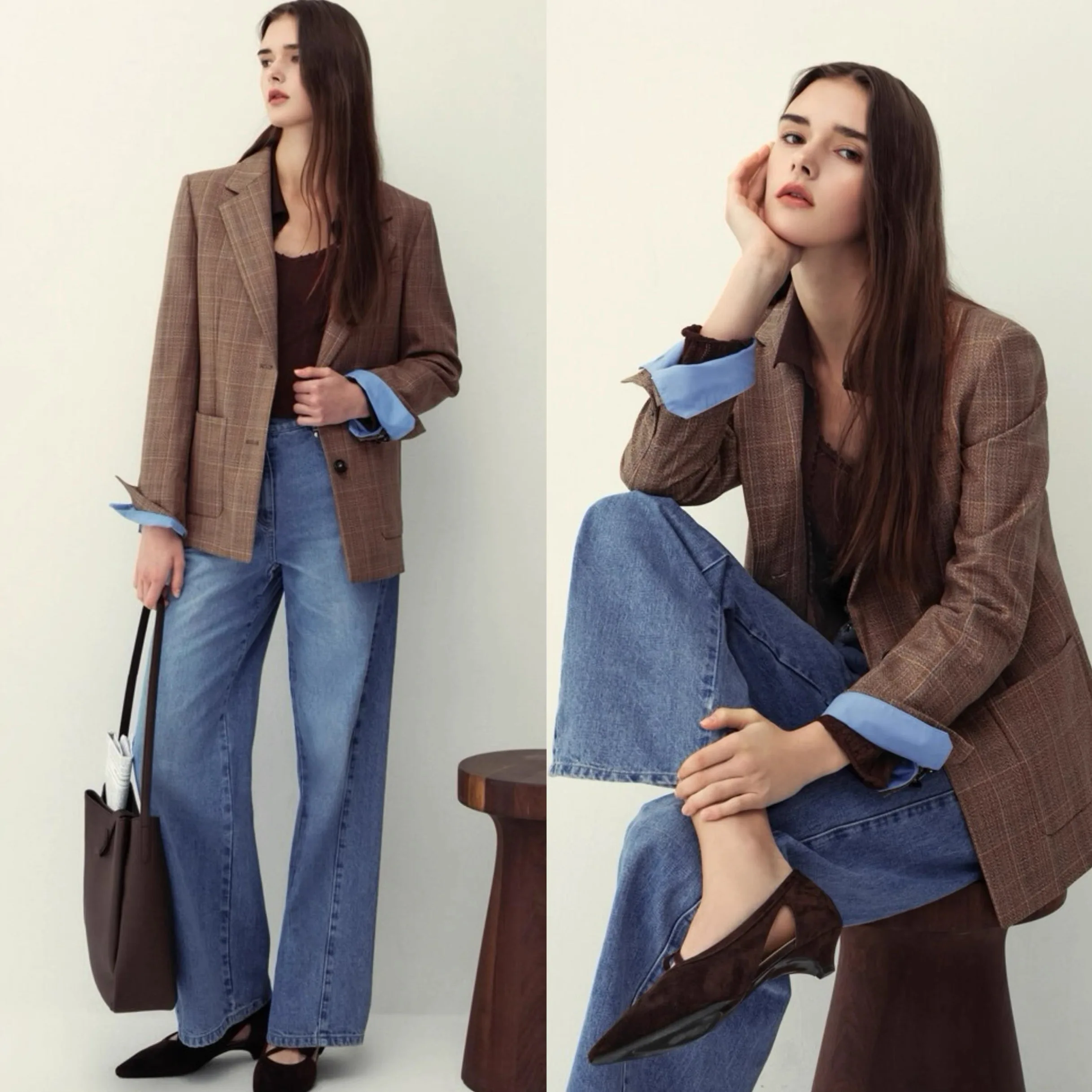 

Lemon Cheese High Quali Autumn Woolen Briti Sle Cheered Suit Jaet Casual Versatile Long Sve Commute Friendly