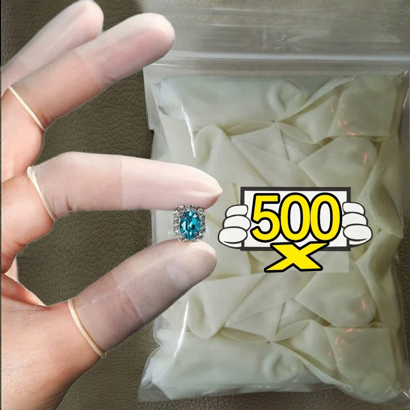 50/500Pcs Transparent Rubber Finger Cover Non-slip Fingertips Protector Disposable Latex Cover Anti-static Tool Workplace Gloves