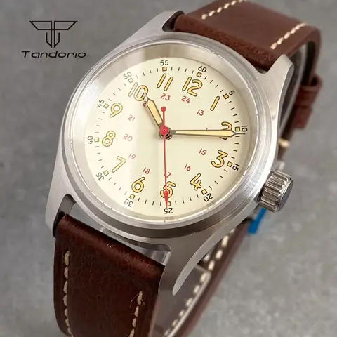 Tandorio NH35 Automatisk 36mm Pilot Herrklocka Aviator 20BAR Dykklocka PT5000 Mekanisk Stål Armbandsur Grönt Lume Borstat 8 best sales pt5000 - №6