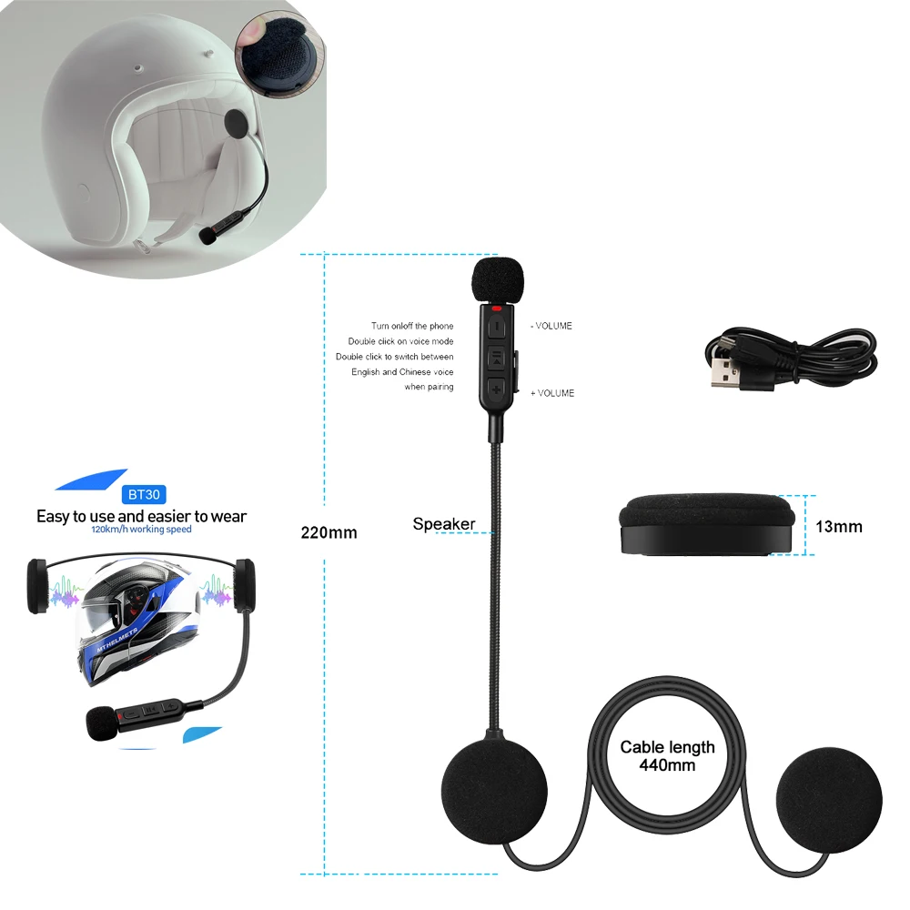 

Wireless Handsfree Call Kit Stereo Headset Moto Helmet Headphones Wireless Handsfree Call with Easy To Use and Easier To Wear