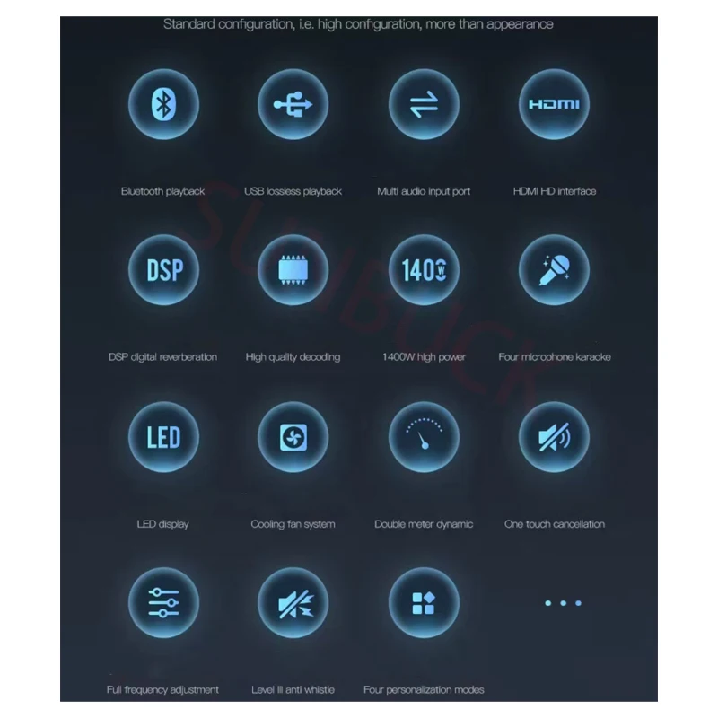 SUNBUCK KM-1000 2.0 قناة 1400 واط HiFi المنزل KTV مكبر للصوت المهنية بلوتوث كاريوكي الرقمية عالية مكبر كهربائي الصوت