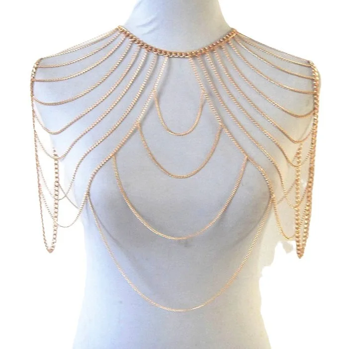 SL European and American jewelry double shoulder necklace, hot-selling body chains body chains