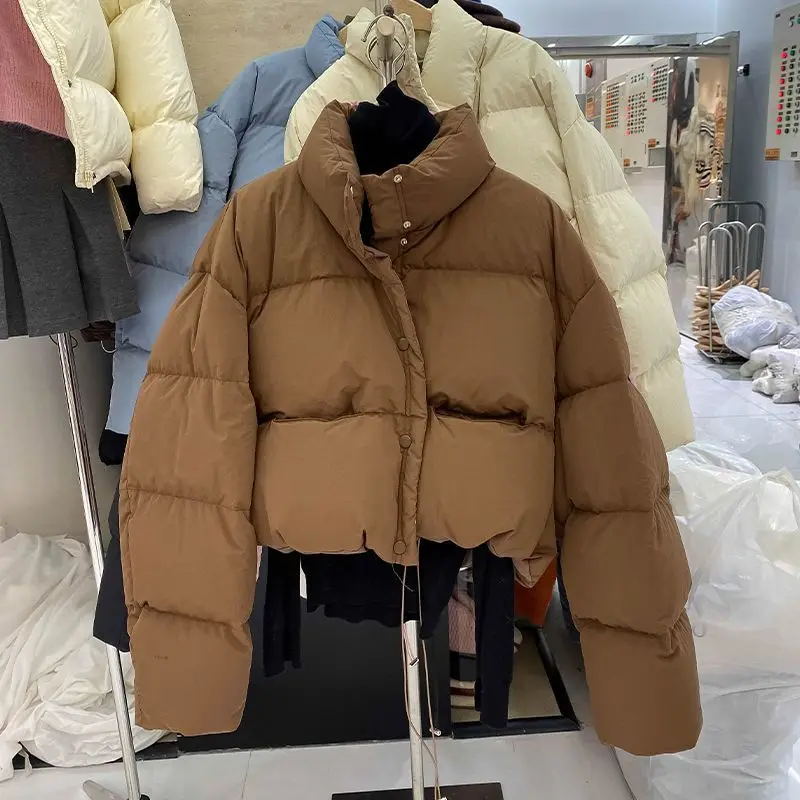 

Темпераментные парки на шнурке, осень-зима 2021, свободная короткая хлопковая куртка с высоким воротом и длинными рукавами, топ