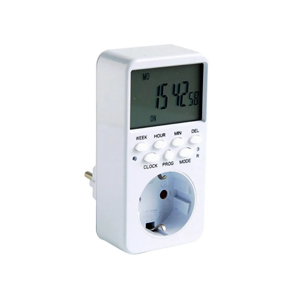 Digital Programmable Timer Socket 16A Eu Plug on Off Schedule Every Day Or Specific Days Energy Saving for Rice Cooker