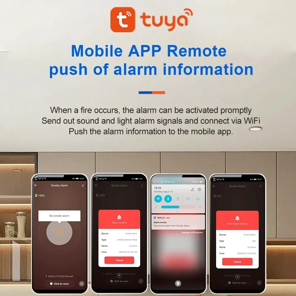 DFA Tuya WiFi الذكية زيجبي كاشف الدخان المنزل الذكي في الوقت الحقيقي مراقبة الحرائق عن بعد إنذار إشعار App التحكم يعمل المحور