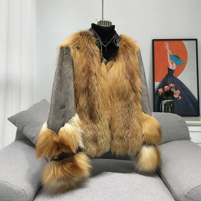 Fur Fox Winter Whole Red Mink Fur Coat Women Female 2023 New Luxury Genunie Leather Mink Fur Jacket Locomotive Streetwear