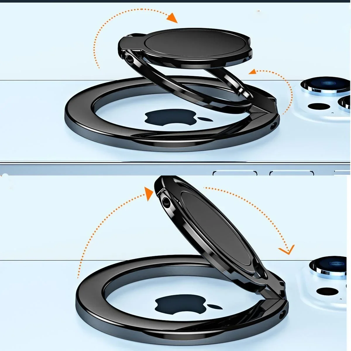 1pc Starke Magnetische Doppel Ring Schnalle Ultra-dünne Metall Faltbare Telefon Halter für IPhone 11 Xs 12 13 14Pro Max MIni Telefon Grip