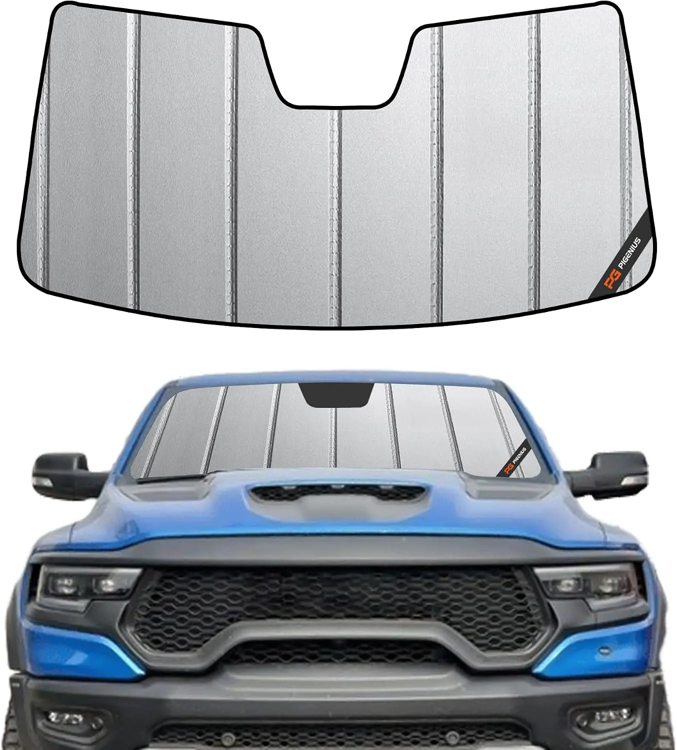 Windshield Sun Shade for Ram 1500 2019-2024 with 5" Wide Sensor - Front Window Sunshade