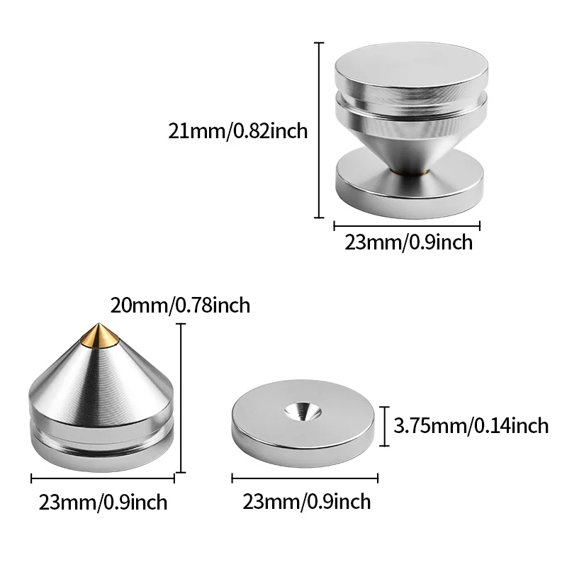 YYAUDIO Erument-hifi speaker stand foot pad, shock pin, speaker aluminum alloy metal foot pad, high quality, 4 pieces