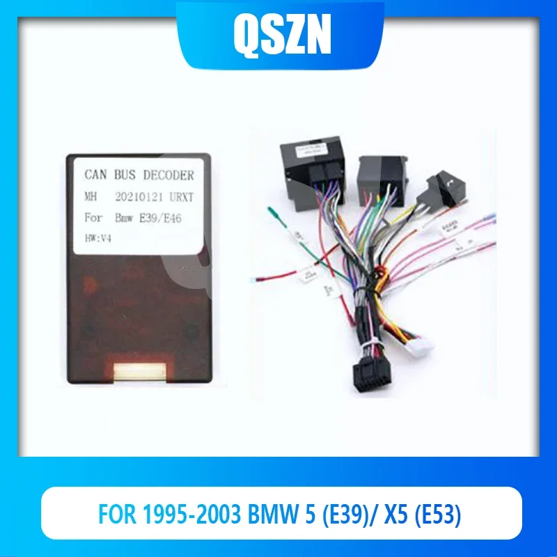 

QSZN Car radio Canbus Box Decoder For 1995-2003 BMW 5 (E39)/ X5 (E53) Harness Wiring Cables Plug Power Cable Android