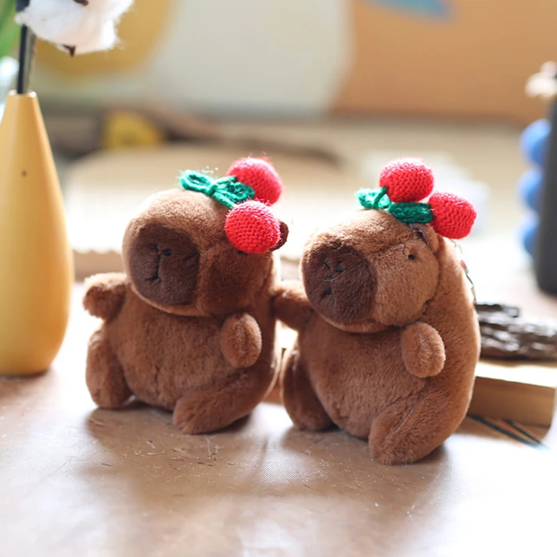 Capybara Plush Doll Cartoon Keychain Pendant Soft Stuffed Doll Backpack Pendant Car Bag Key Ring Decor Kid Gift Keychain