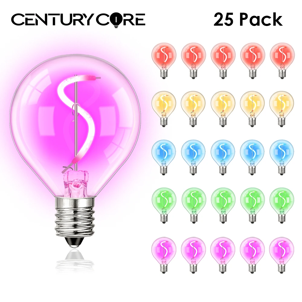 

Colorful G40 E12 220V Spiral Filament Lamp 1W Vintage For String Light Replaceable Garden Wedding Party Christmas Lights Outdoor