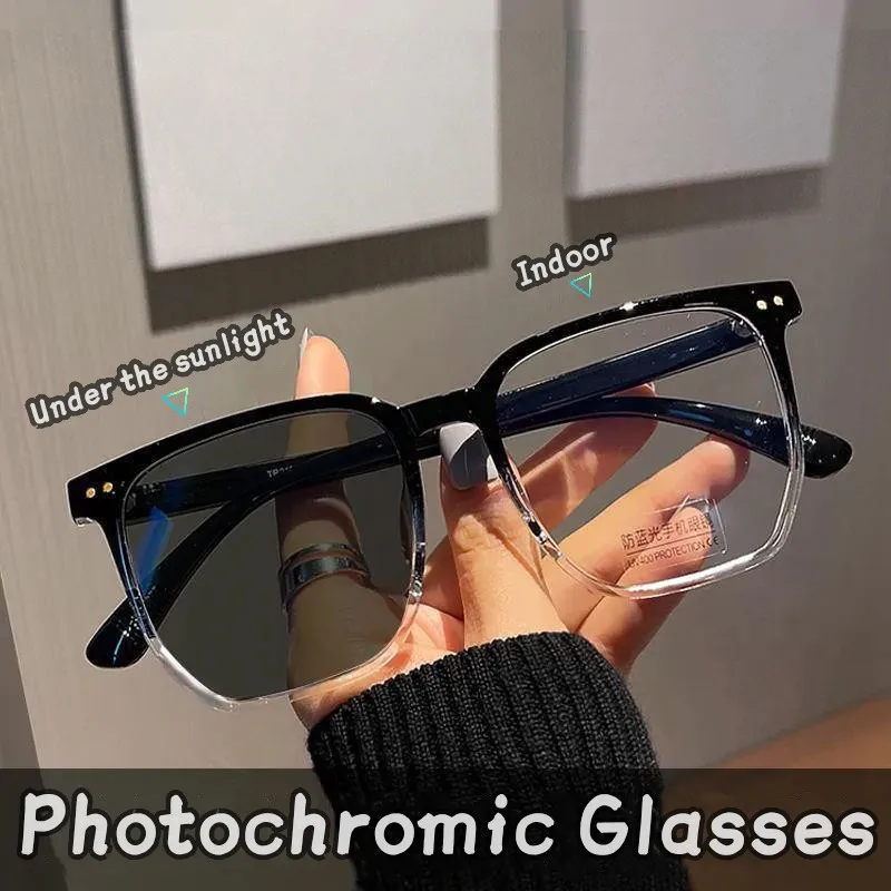 

Vintage Women Photochromic Myopia Glasses Women Men Ultralight Square Minus Glasses Finished Prescription Eyewear with Diopters