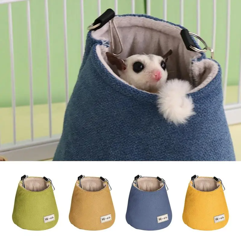 Sugar Glider Pouch Hamster Travel Bag Squirrel Bed Cage Hamster Cage Hangings Rat Bed Small Pets Removable Nest Mat Pet Supplies