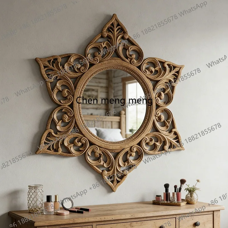 

American star-shaped decorative mirror artistic engraved enigma mirror retro high definition vanity mirror
