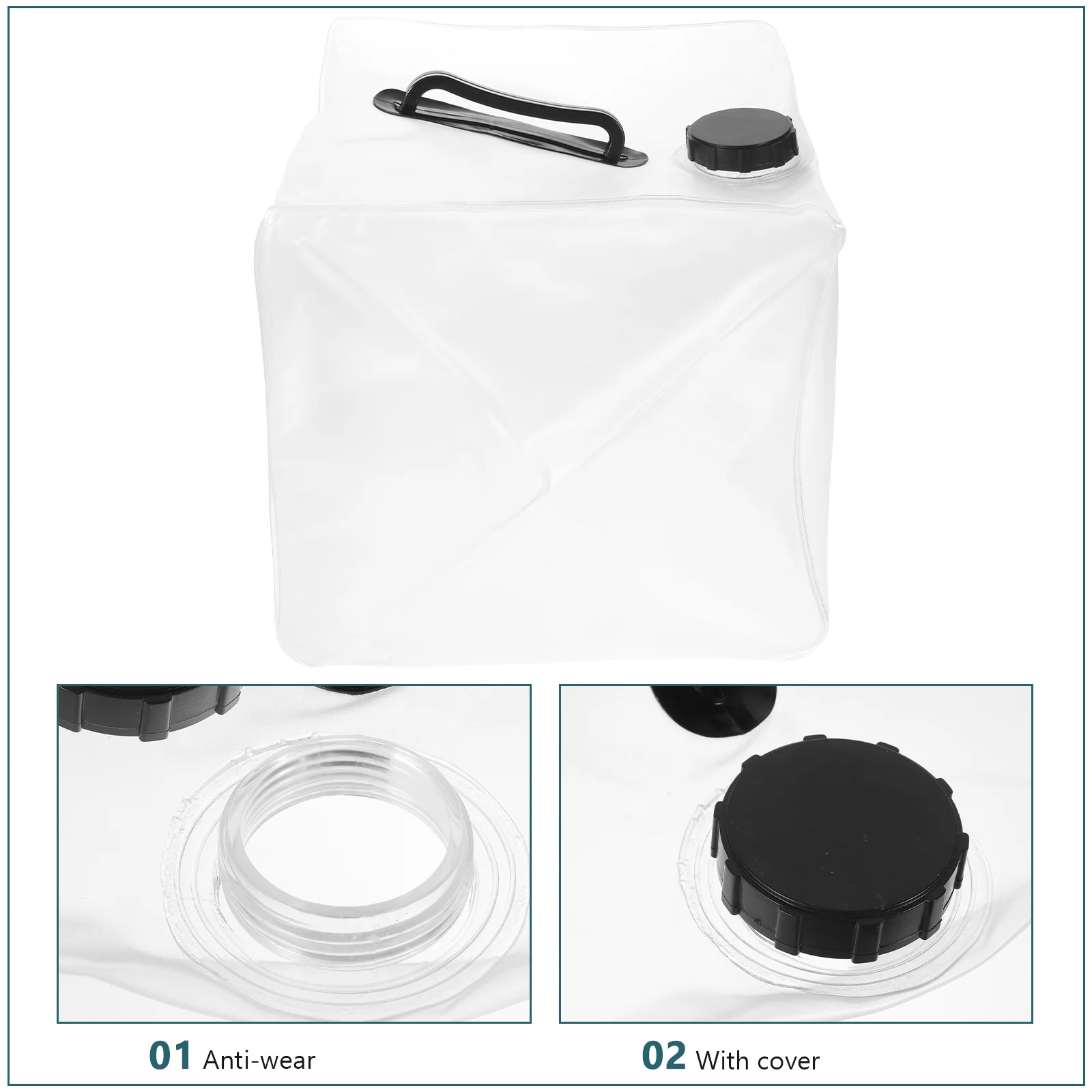 

2 Pcs Outdoor Portable Water Bag Large Capacity Jug Collapsible Container Fold Handle Bucket Camping Pvc Storage Tank Sealing