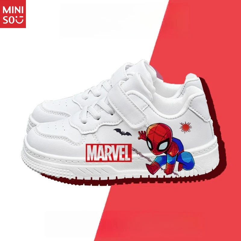 

Miniso Spider-Man Kids Sneakers 2024, Soft Sole Velcro School Shoes for Boys & Girls