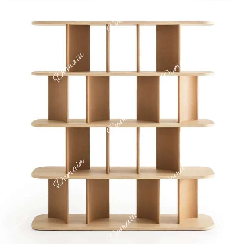 UY Nordic Painted Bookshelf Solid Wood Bookcase Floor Standing Room Divider Modern Art Storage Shelf H