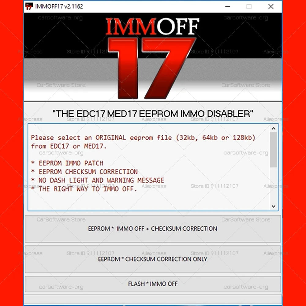 Picture 4: IMMOFF17 For Au-di EEPROM IMMO PATCHE EPROM Checksum Correction No dash light and warning message The Right Way To IMMO OFF