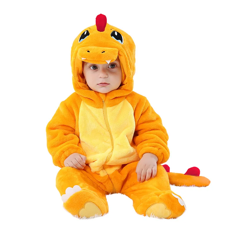 Baby Onesie Romper Toddler Kigurumi Infant Halloween Cosplay Costume Flannel Dinosaur One-piece Pajamas Charmande Jumpsuit