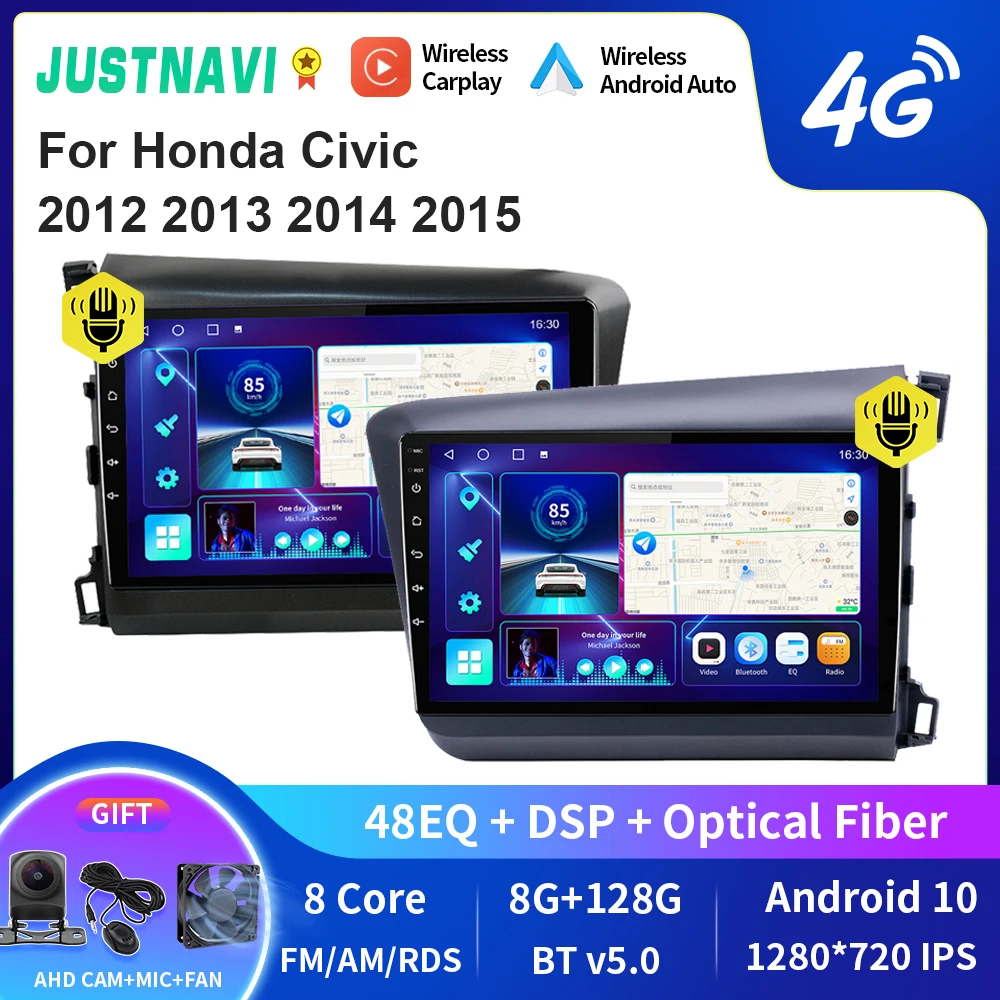 

Автомобильный радиоприемник JUSTNAVI QT10 Android для Honda Civic 2012, 2013, 2014, 2015, мультимедийная навигация, GPS, Авторадио, видео DSP плеер Carplay