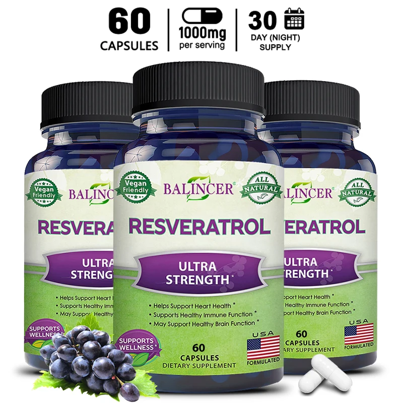 Balincer Resveratrol Antioxidant Supplement - Supports Immune and Brain Function, Cardiovascular Health and Energy Levels