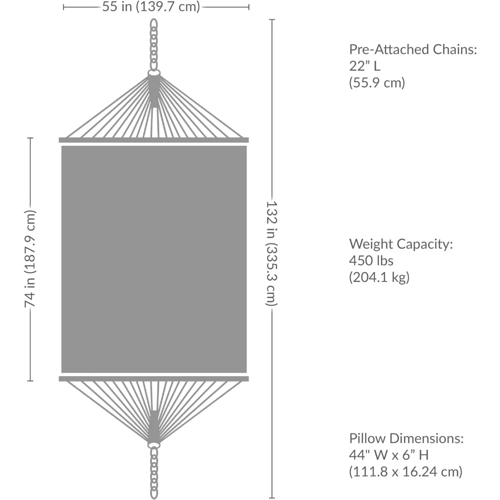 أرجوحة قضيب مفرشة منحنية بسعة 450 رطل - سرير معلق خارجي مخطط محايد #6