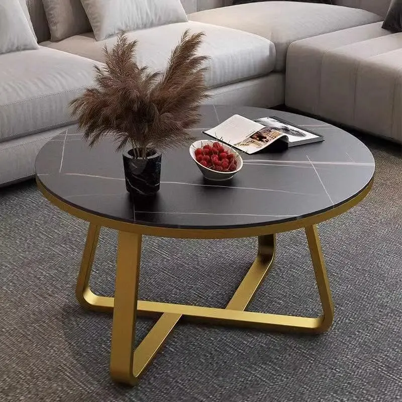 Mesas de centro redondas para sala de estar, mesas de centro de diseño negro de lujo modernas, muebles nórdicos para apartamentos Stoliki Kawowe Nowoczesne