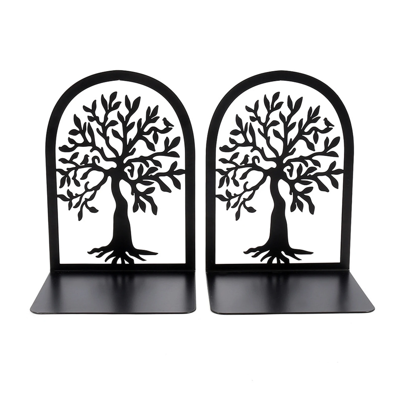 

1pair Office Book Holder Tree Style Library Heavy Duty Unique Design School Metal Bookend Supports Home Decoration Anti Slip