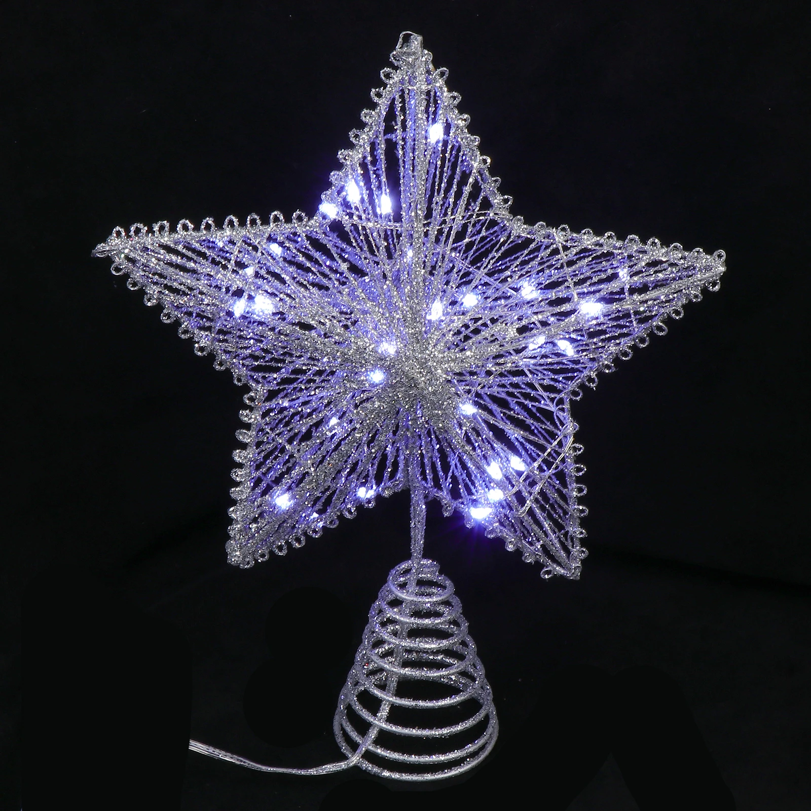

1Pcs Five Pointed Star Light Christmas Tree Topper Decor Iron Xmas Tree Ornament Luminous Decorative Light Party Supply Gift
