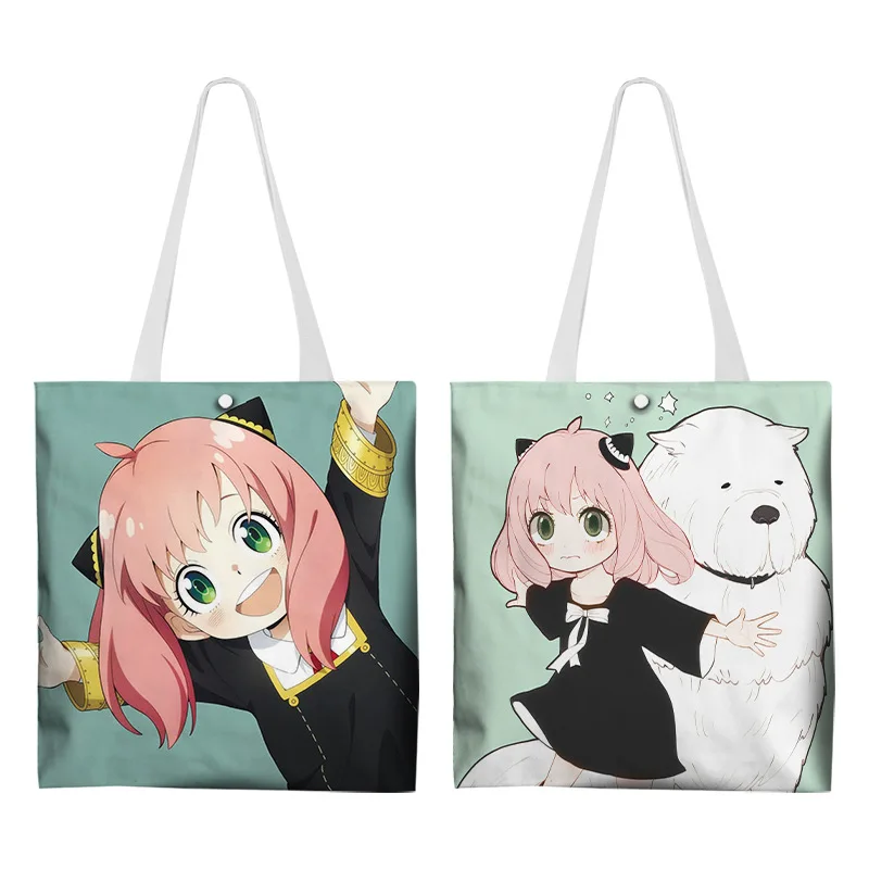 Anime SpyxFamily Anya Forger Colorful Tote Bag Shoulder Bag Girls Canvas Shopping Bag