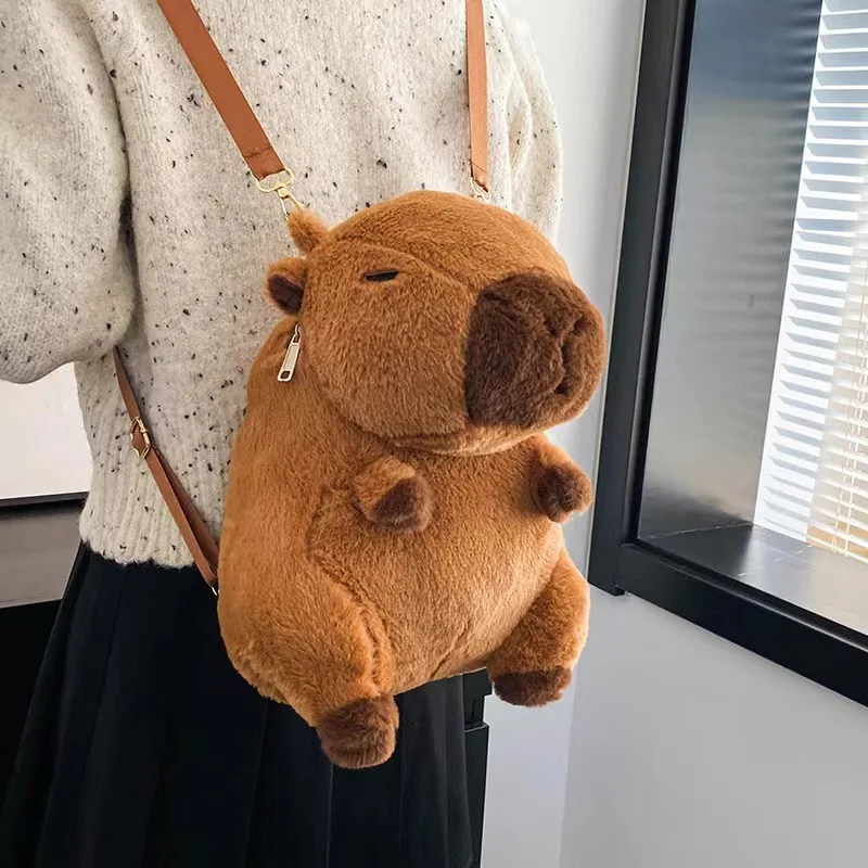 

Simple Large Capacity Cartoon Capybara Plush Bag Preppy Style Anime Cartoon Shoulder Bag JK Lolita Plush Toy Crossbody Bag Gift