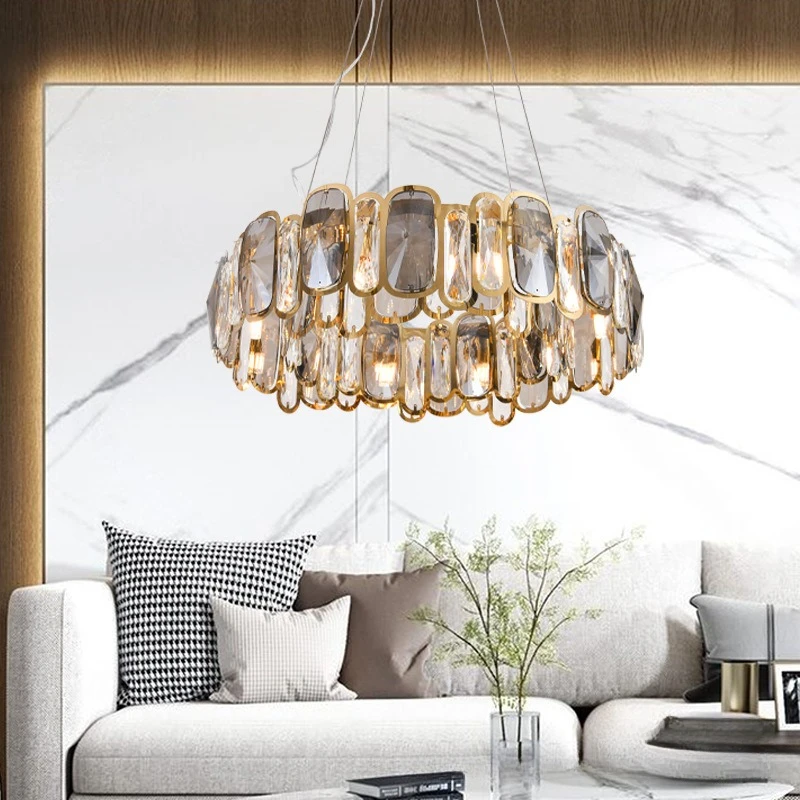 

Light luxury crystal chandelier, grand living room light, post-modern minimalist new bedroom luxury household lighting