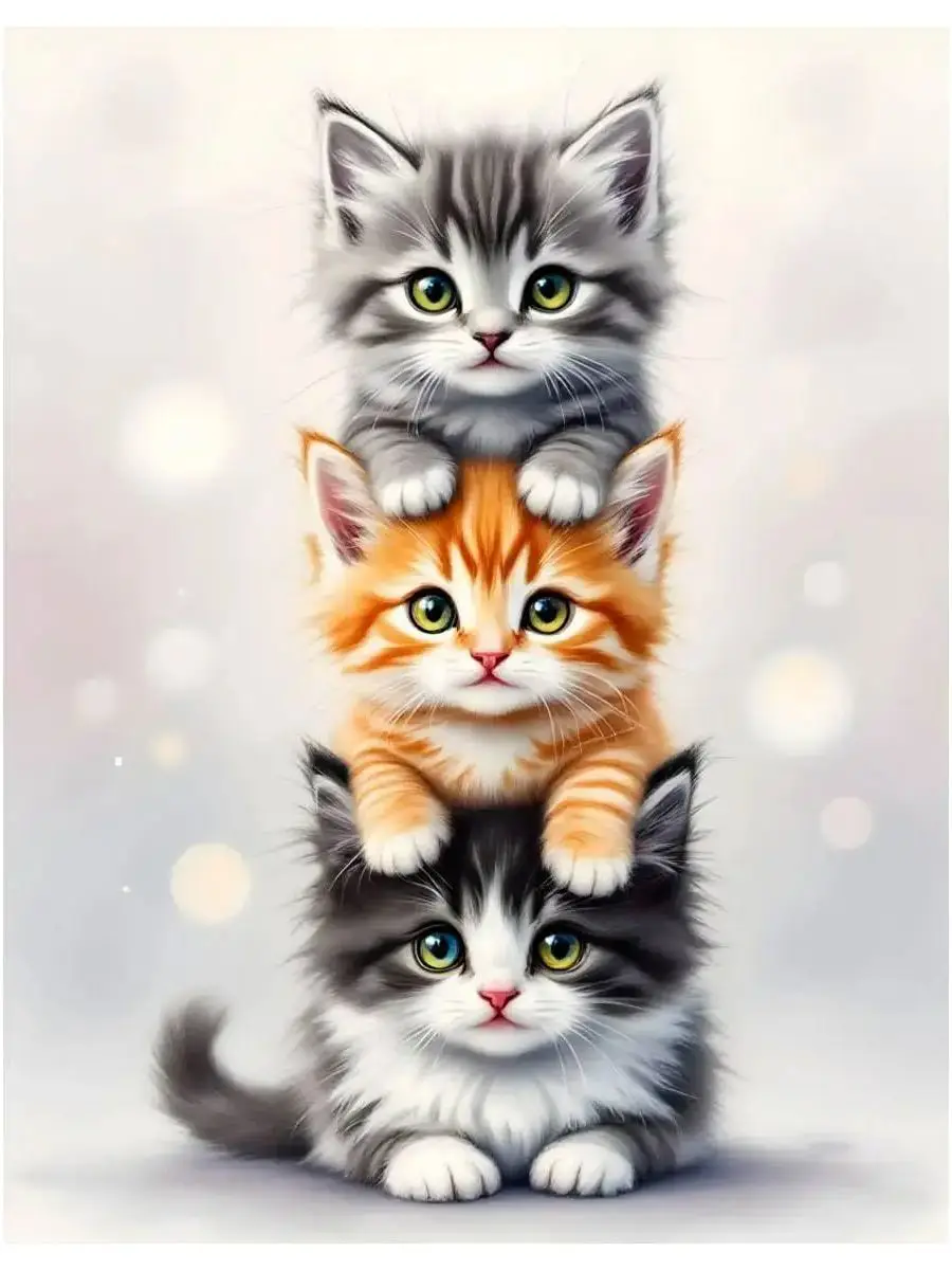 1 Stück 30X40CM/11,8*15,74 Zoll Kreuzstich-Set mit Drei Kleinen Katzen, DIY-Set 11CT/14CT, Neuheit für Geschenkzubehör – Detail 1