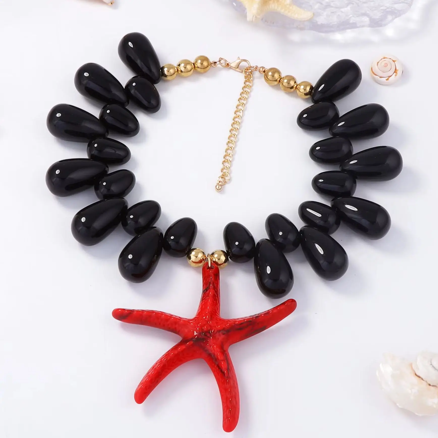 

Ocean Leisure Vacation Style Colorful Exaggerated Starfish Pendant Necklace