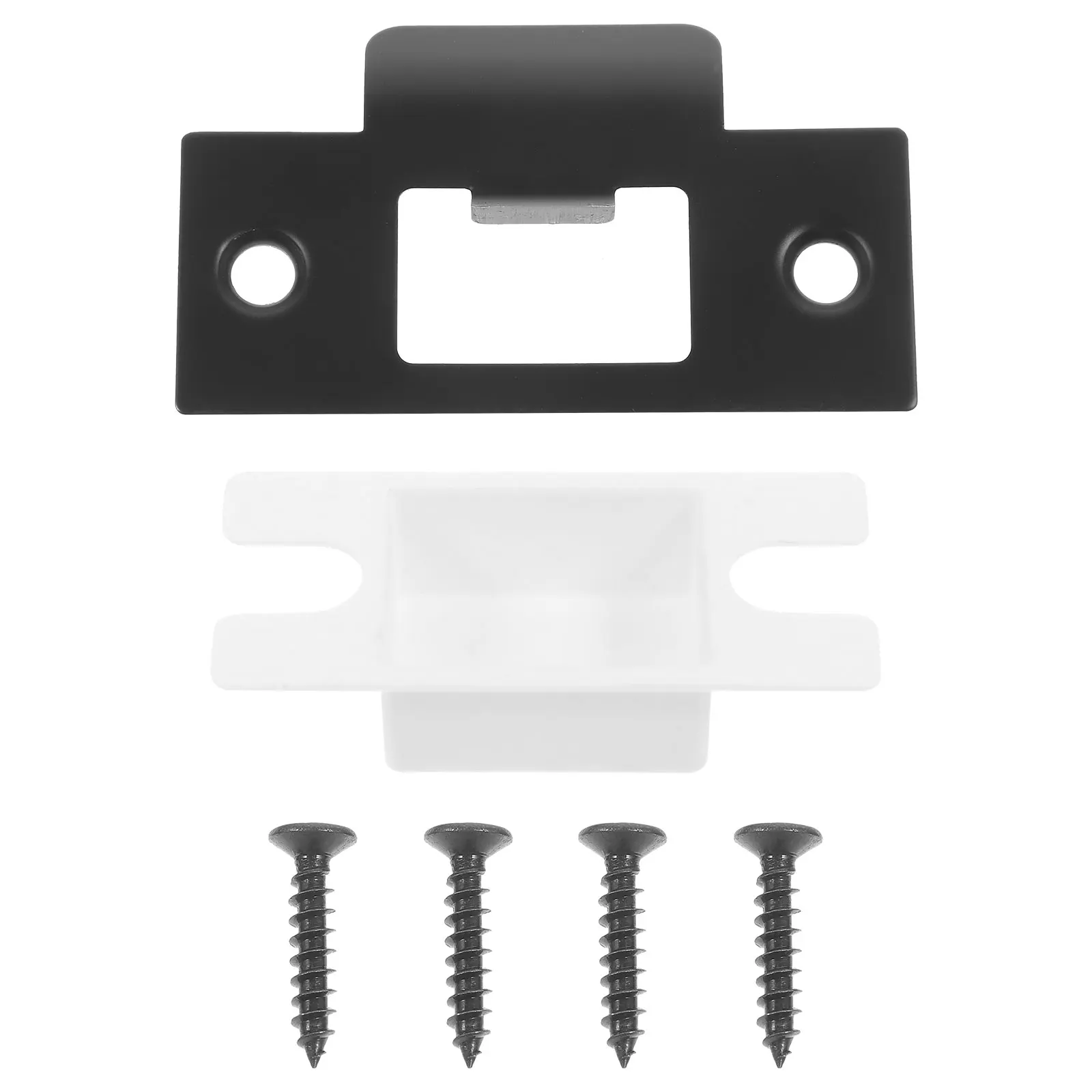 

1 Set Black Metal Lock Tongue Buckle T-Shape Deadbolt Strike For Wood Durable Reinforcement Kit Front Door Cover Plate Hole