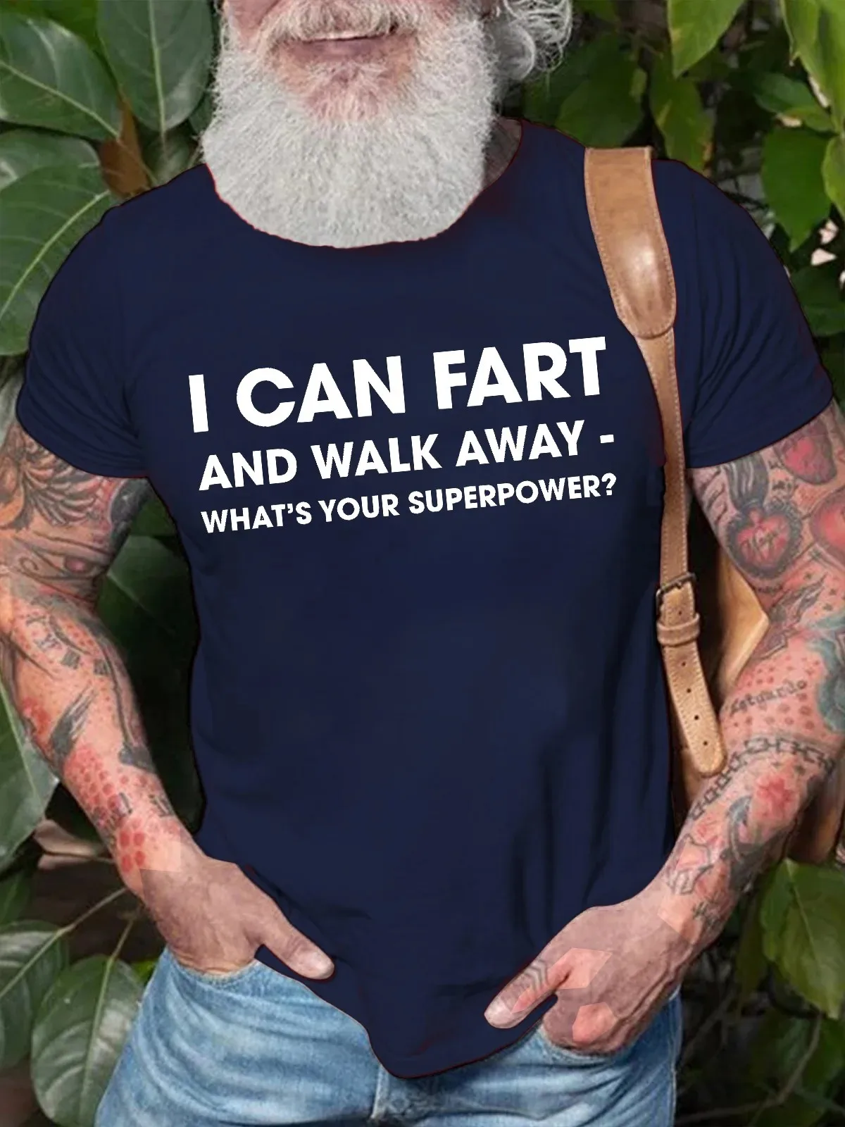 Mens I Can Fart And Walk Away Funny Graphics Printed Cotton Casual Text Letters T-Shirt