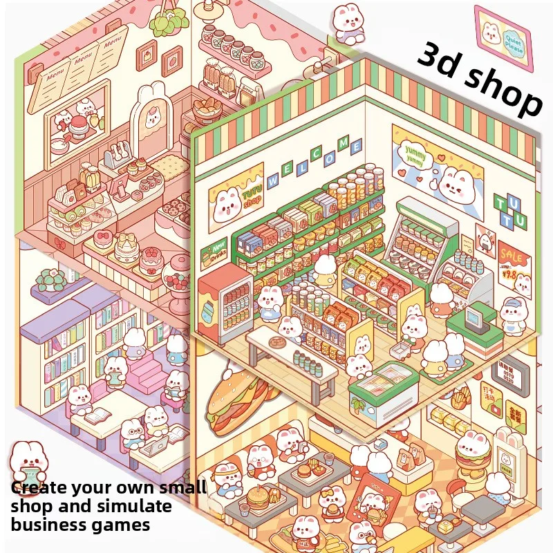 Pink Storage Stickers Scene Miniature Stickers DIY Cabin Scene Stacking and Pasting Hand Account Scrapbooking Materials Kit