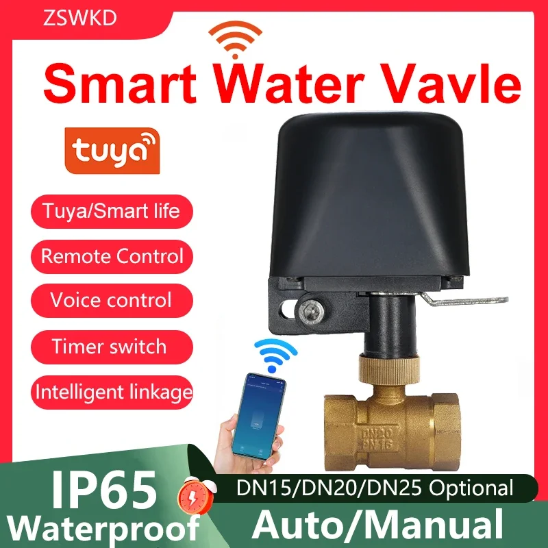 Умный Wi-Fi таймер управления водой Tuya Zigbee, контрольный клапан для газа, DN15/DN20/DN25, беспроводной, работает с Alexa Google home